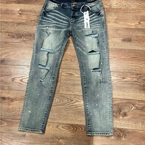 Vibe Distressed Gray Skinny Jeans